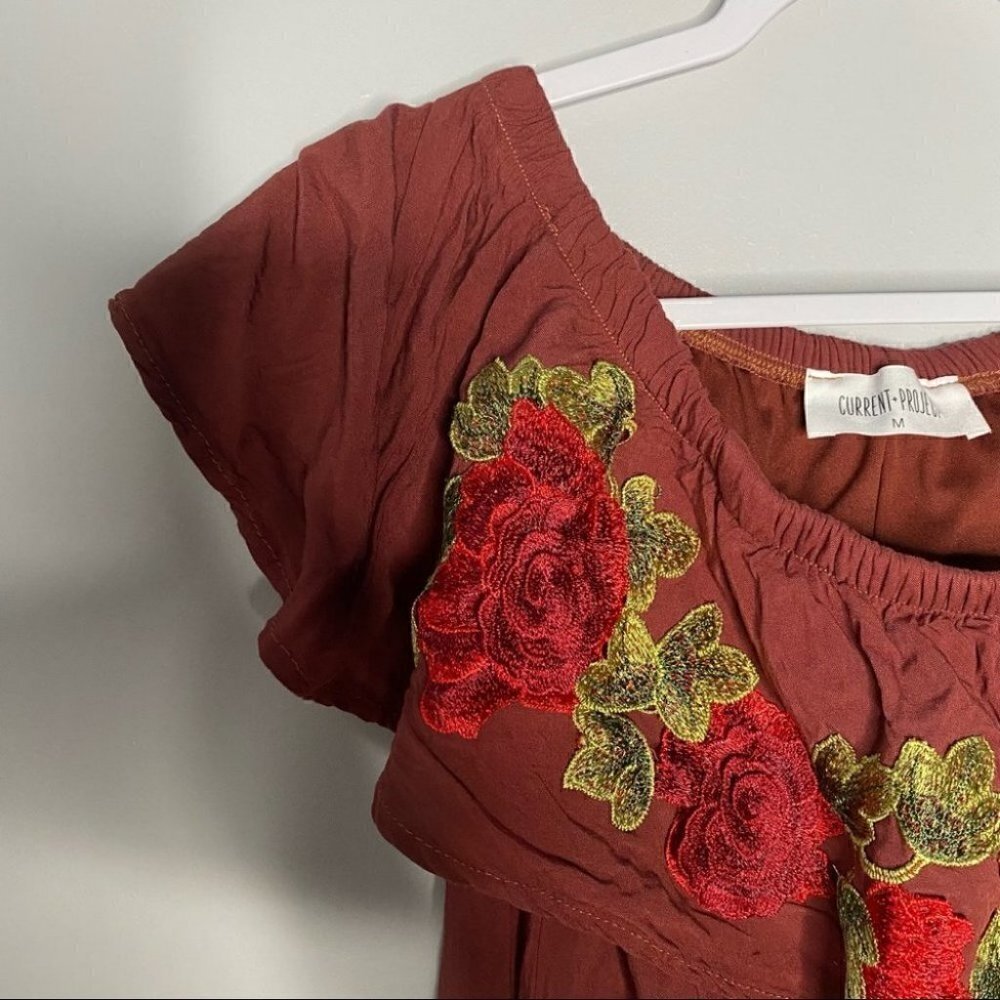Current+Project Brown Floral Embroidered Dress - Picture 2 of 5